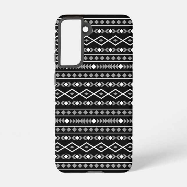Aztec Shapes Pattern Grey White Black Samsung Galaxy S21 Case (Back)