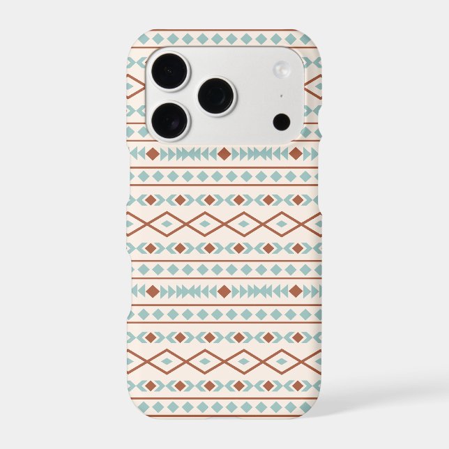 Aztec Shapes Pattern Rust Teal Cream (Back)