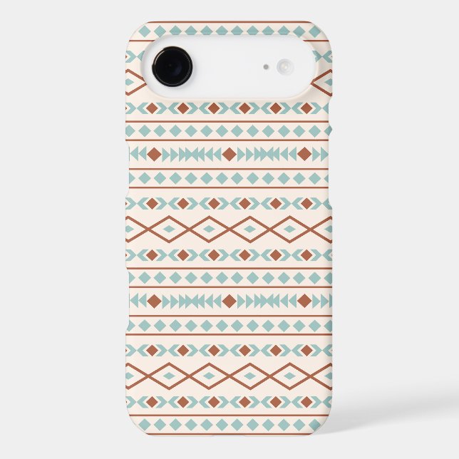 Aztec Shapes Pattern Rust Teal Cream (Back)