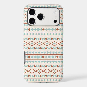 Aztec Shapes Pattern Rust Teal Cream