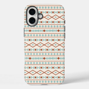 Aztec Shapes Pattern Rust Teal Cream iPhone 16 Plus Case