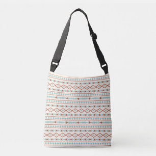 Aztec Shapes Pattern Rust Teal Cream Crossbody Bag