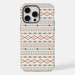 Aztec Shapes Pattern Rust Teal Cream iPhone 15 Pro Max Case