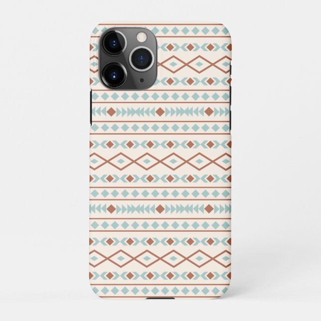 Aztec Shapes Pattern Rust Teal Cream iPhone Case (Back)
