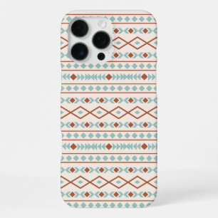 Aztec Shapes Pattern Rust Teal Cream iPhone 16 Pro Max Case