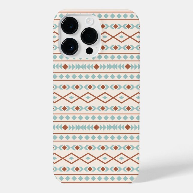 Aztec Shapes Pattern Rust Teal Cream iPhone Case (Back)