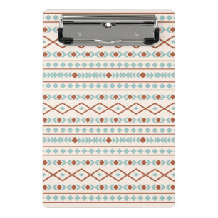 Aztec Shapes Pattern Rust Teal Cream Mini Clipboard