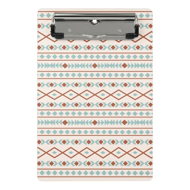 Aztec Shapes Pattern Rust Teal Cream Mini Clipboard (Front)