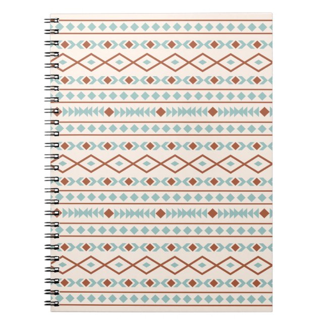 Aztec Shapes Pattern Rust Teal Cream Notebook (Front)