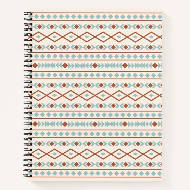 Aztec Shapes Pattern Rust Teal Cream Notebook (Front)