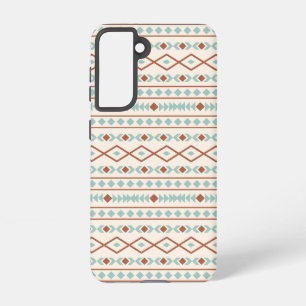Aztec Shapes Pattern Rust Teal Cream Samsung Galaxy Case
