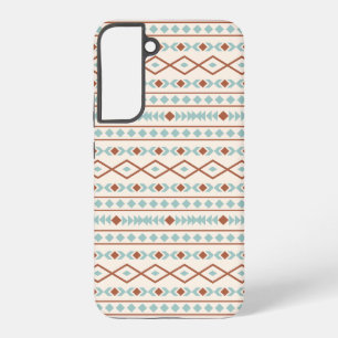 Aztec Shapes Pattern Rust Teal Cream Samsung Galaxy Case