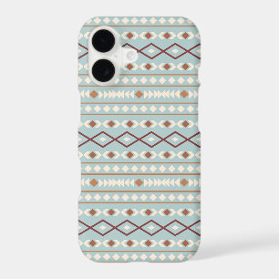 Aztec Shapes Pattern Rusts Cream Teal-Blue