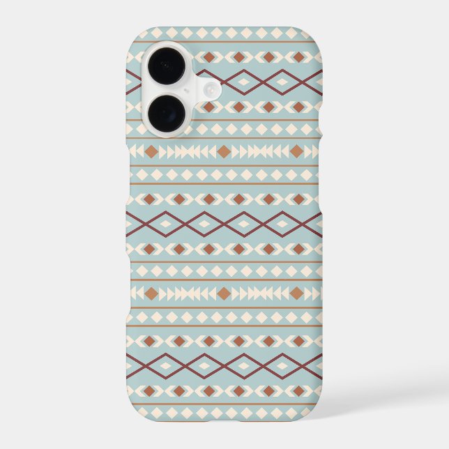 Aztec Shapes Pattern Rusts Cream Teal-Blue (Back)