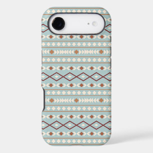 Aztec Shapes Pattern Rusts Cream Teal-Blue