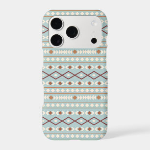 Aztec Shapes Pattern Rusts Cream Teal-Blue