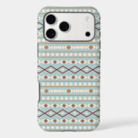 Aztec Shapes Pattern Rusts Cream Teal-Blue