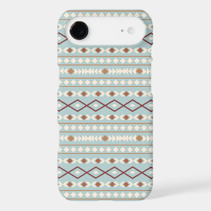 Aztec Shapes Pattern Rusts Cream Teal-Blue