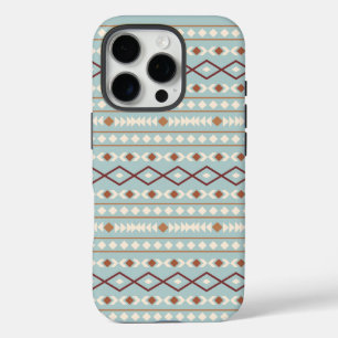 Aztec Shapes Pattern Rusts Cream Teal-Blue iPhone 16 Pro Case