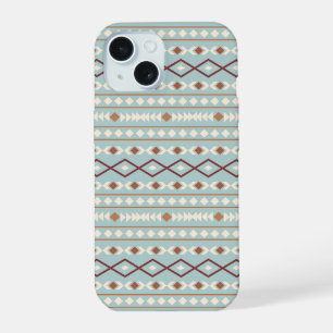 Aztec Shapes Pattern Rusts Cream Teal-Blue iPhone 15 Case