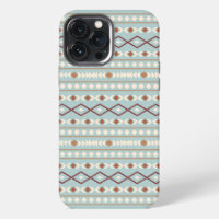 Aztec Shapes Pattern Rusts Cream Teal-Blue