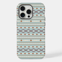 Aztec Shapes Pattern Rusts Cream Teal-Blue