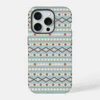 Aztec Shapes Pattern Rusts Cream Teal-Blue