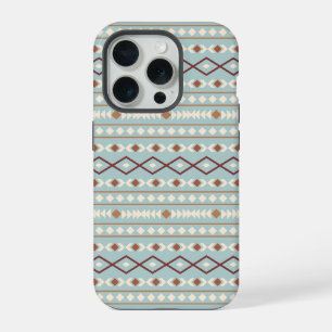 Aztec Shapes Pattern Rusts Cream Teal-Blue iPhone 15 Pro Case