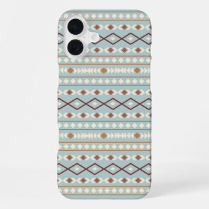 Aztec Shapes Pattern Rusts Cream Teal-Blue iPhone 16 Plus Case