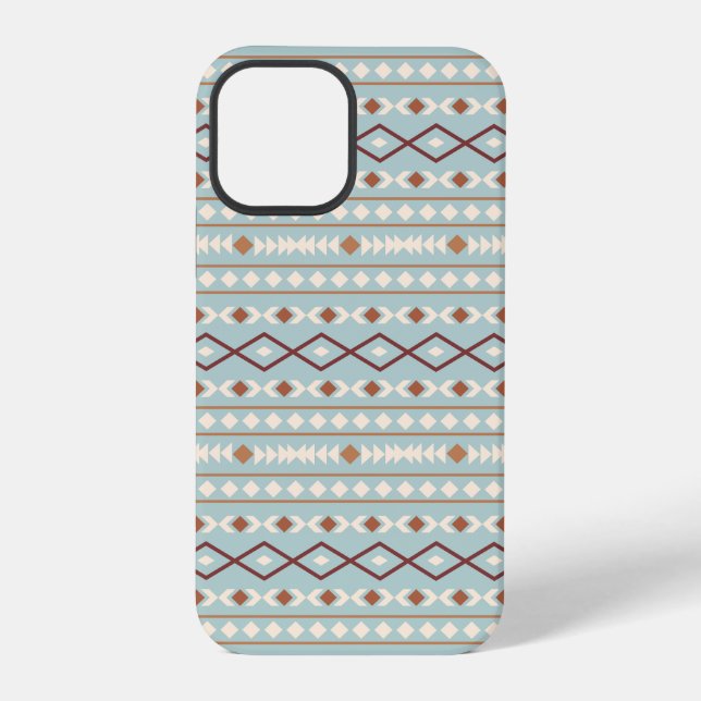 Aztec Shapes Pattern Rusts Cream Teal-Blue iPhone Case (Back)