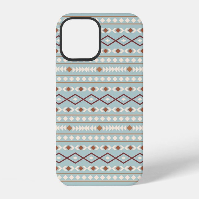 Aztec Shapes Pattern Rusts Cream Teal-Blue iPhone Case (Back)
