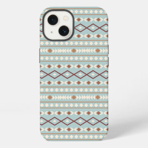 Aztec Shapes Pattern Rusts Cream Teal-Blue iPhone 13 Case