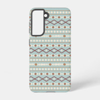 Aztec Shapes Pattern Rusts Cream Teal-Blue
