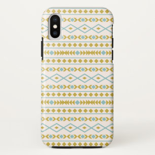 Aztec Shapes Pattern Teal Gold Cream Case-Mate iPhone Case