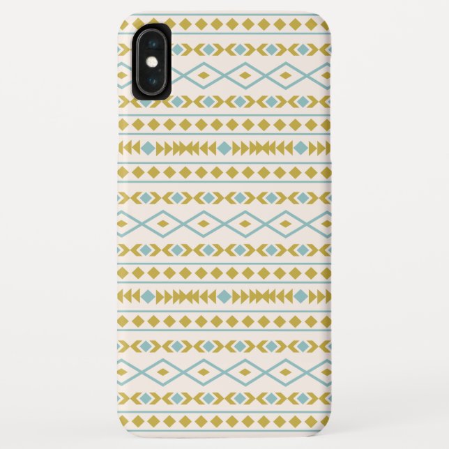 Aztec Shapes Pattern Teal Gold Cream Case-Mate iPhone Case (Back)
