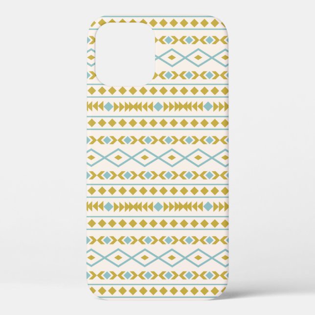 Aztec Shapes Pattern Teal Gold Cream Case-Mate iPhone Case (Back)