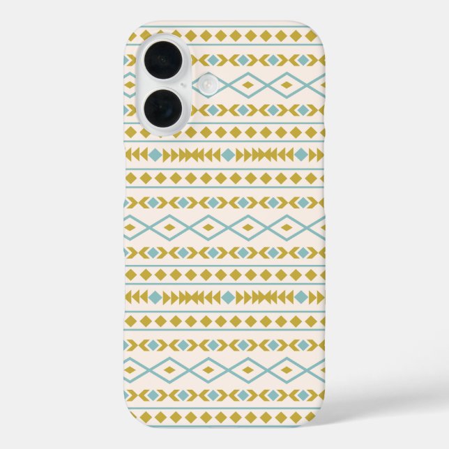 Aztec Shapes Pattern Teal Gold Cream Case-Mate iPhone Case (Back)