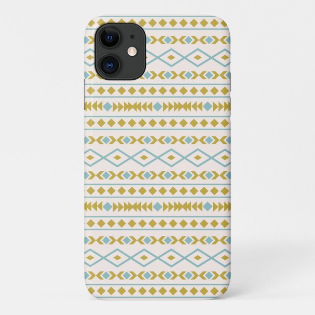 Aztec Shapes Pattern Teal Gold Cream Case-Mate iPhone Case (Back)