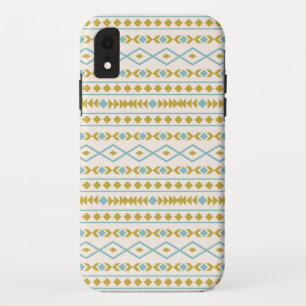 Aztec Shapes Pattern Teal Gold Cream Case-Mate iPhone Case