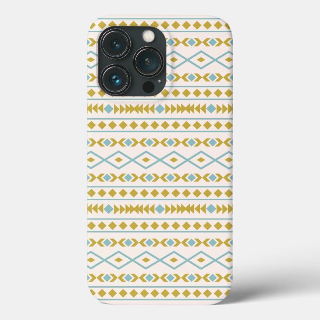 Aztec Shapes Pattern Teal Gold Cream Case-Mate iPhone Case (Back)