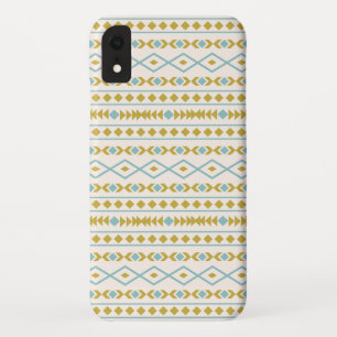 Aztec Shapes Pattern Teal Gold Cream Case-Mate iPhone Case
