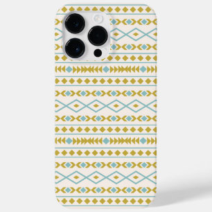 Aztec Shapes Pattern Teal Gold Cream Case-Mate iPhone 14 Pro Max Case