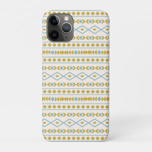 Aztec Shapes Pattern Teal Gold Cream Case-Mate iPhone Case