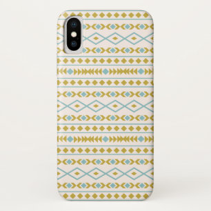 Aztec Shapes Pattern Teal Gold Cream Case-Mate iPhone Case