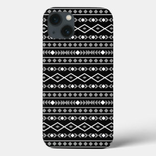 Aztec Shapes Pattern White Grey Black iPhone 13 Case