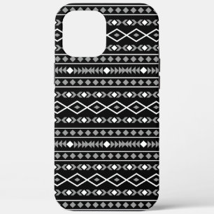 Aztec Shapes Pattern White Grey Black iPhone 12 Pro Max Case