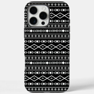 Aztec Shapes Pattern White Grey Black iPhone 16 Pro Max Case