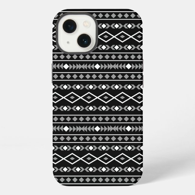 Aztec Shapes Pattern White Grey Black iPhone Case (Back)