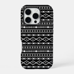 Aztec Shapes Pattern White Grey Black iPhone 16 Pro Case