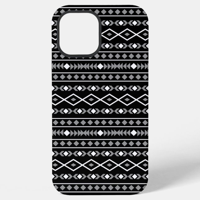 Aztec Shapes Pattern White Grey Black iPhone Case (Back)
